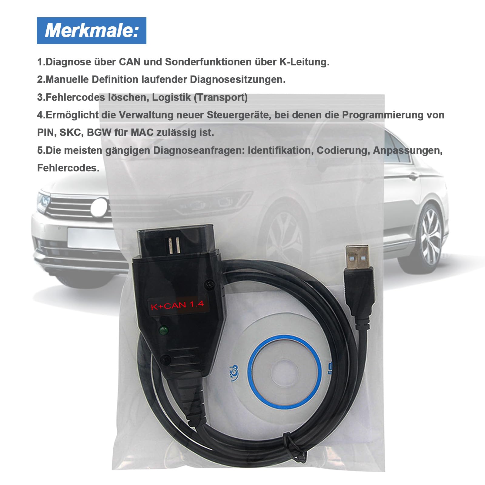 Scanner de Diagnostic OBD2 VAG VAG K CAN Commander Interface 1.4 complète pour