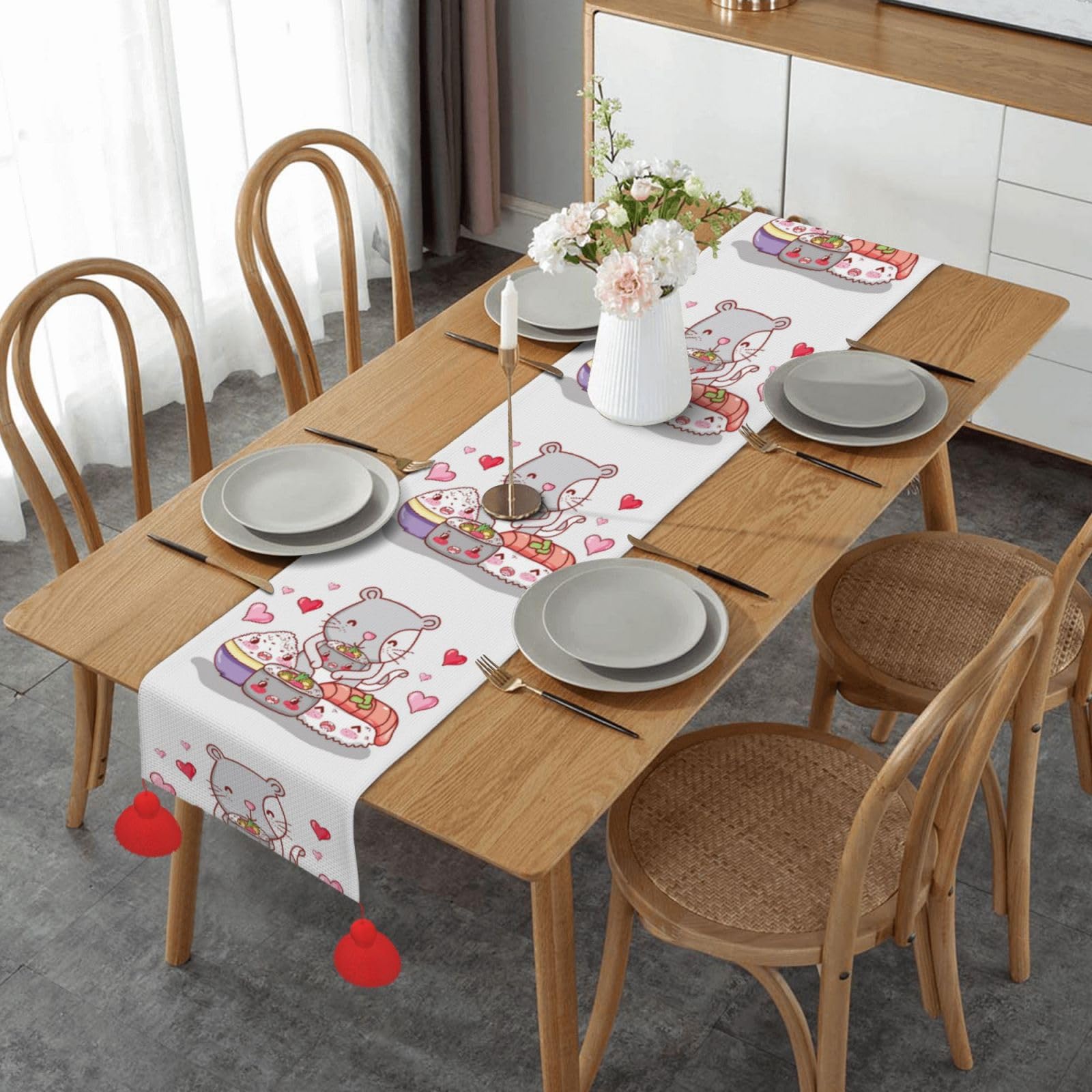 Chemin de table chat charmant idée cadeau anniversaire et mariage pour amateurs de félins