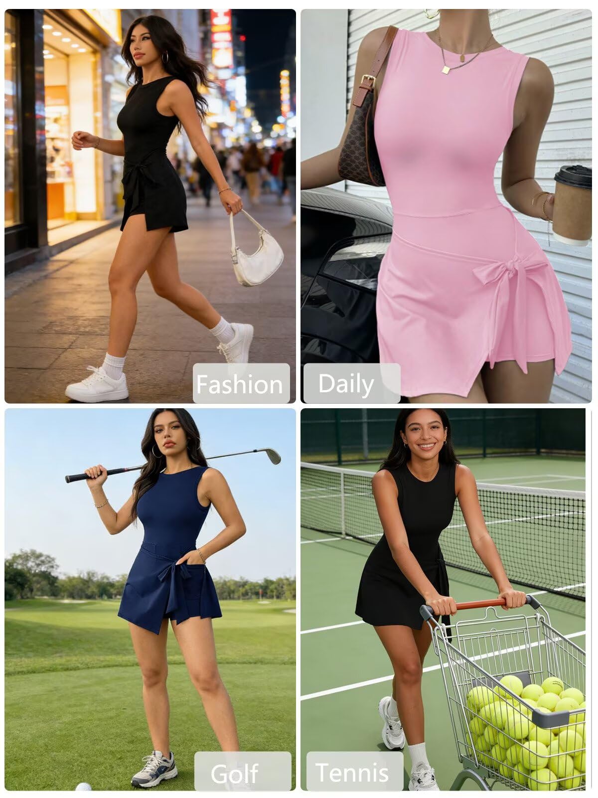 Vestido Tenis Mujer Athletic Dress - Deportivo Mujer con Pantalón Integrado Corto Bolsillos Minifalda - Deportiva Golf Fitness Casual Deportivos Vestido