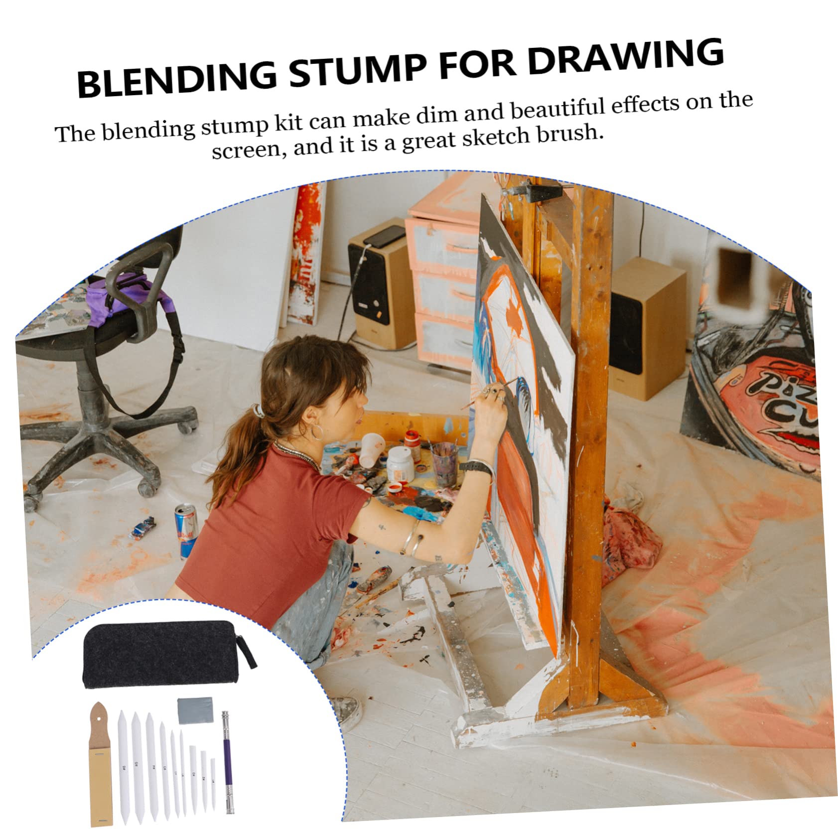 DOITOOL Ink Mixing Blending Tool Kit for Sketching 19pcs Pencil and Blender Set Erasers