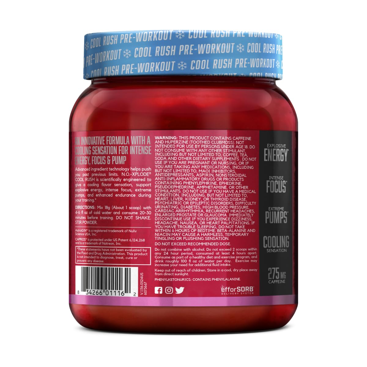 BSN N.O.-Xplode Cool Rush Pre Workout, Bubblegum Blast, 30 Servings — Amazon image 6