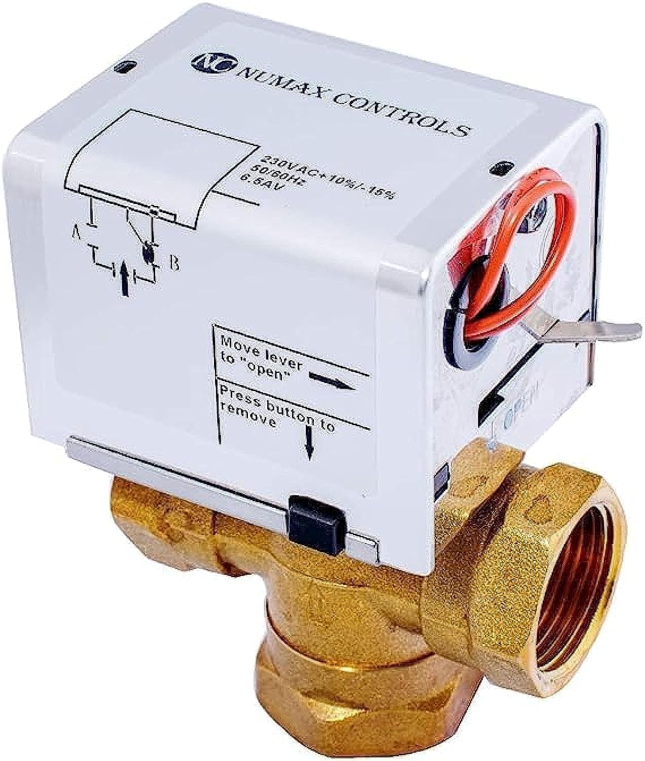 Quotel Numax HVAC Motorized Actuator with Valve | Designed for Chiller Water AC Systems | AC230V 6.5W Power Consumption | (2 Way 3/4")