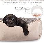 JOEJOY Lit de chien rectangle pour grands chiens moyens Petits Lavable à la machine Sofa de chien dormant Non-dérapant Fond Lit puppy doux respirant Durable Orthopédique Calmer les animaux de compagnie, Taille multiple, Beige