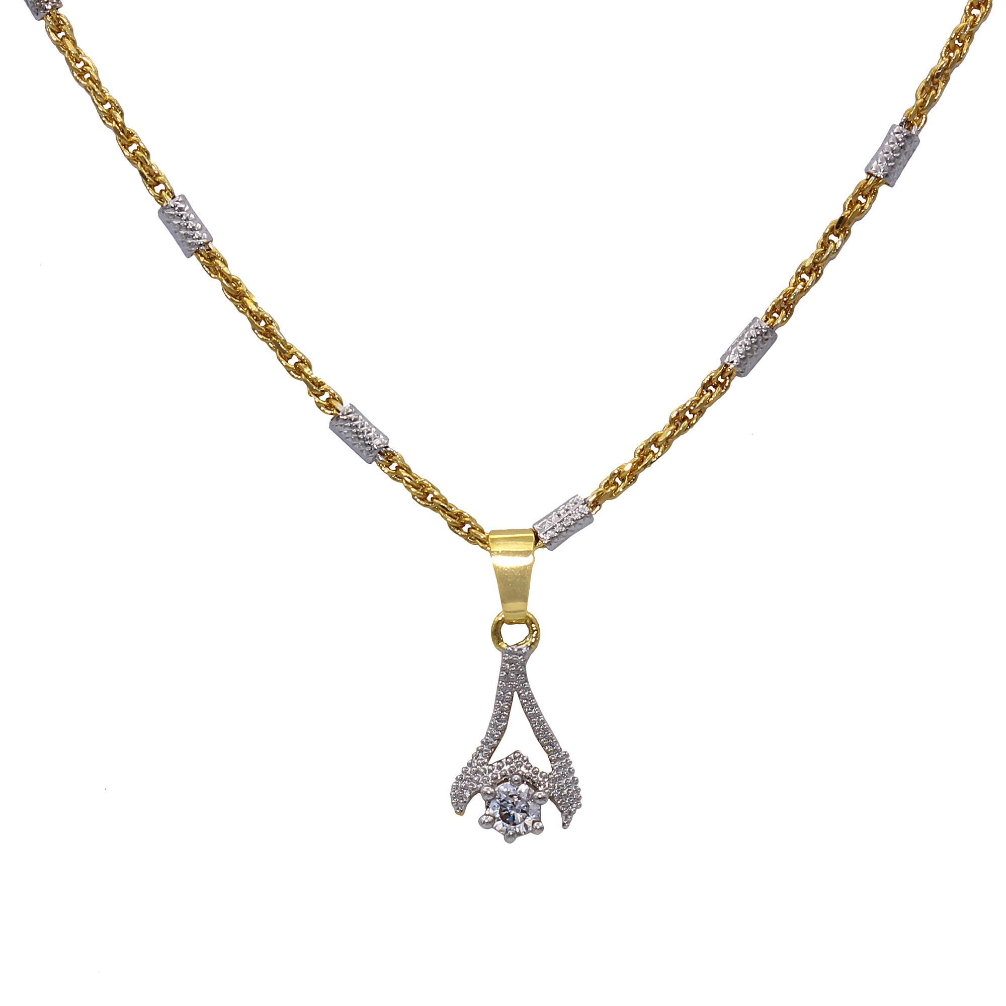 Memoir Yellow and White Gold, dual tone plated, CZ studded sleek and stylish Elegant chain Fahion pendant for Girls women (B0776HSG9K) Amazon Price History, Amazon Price Tracker