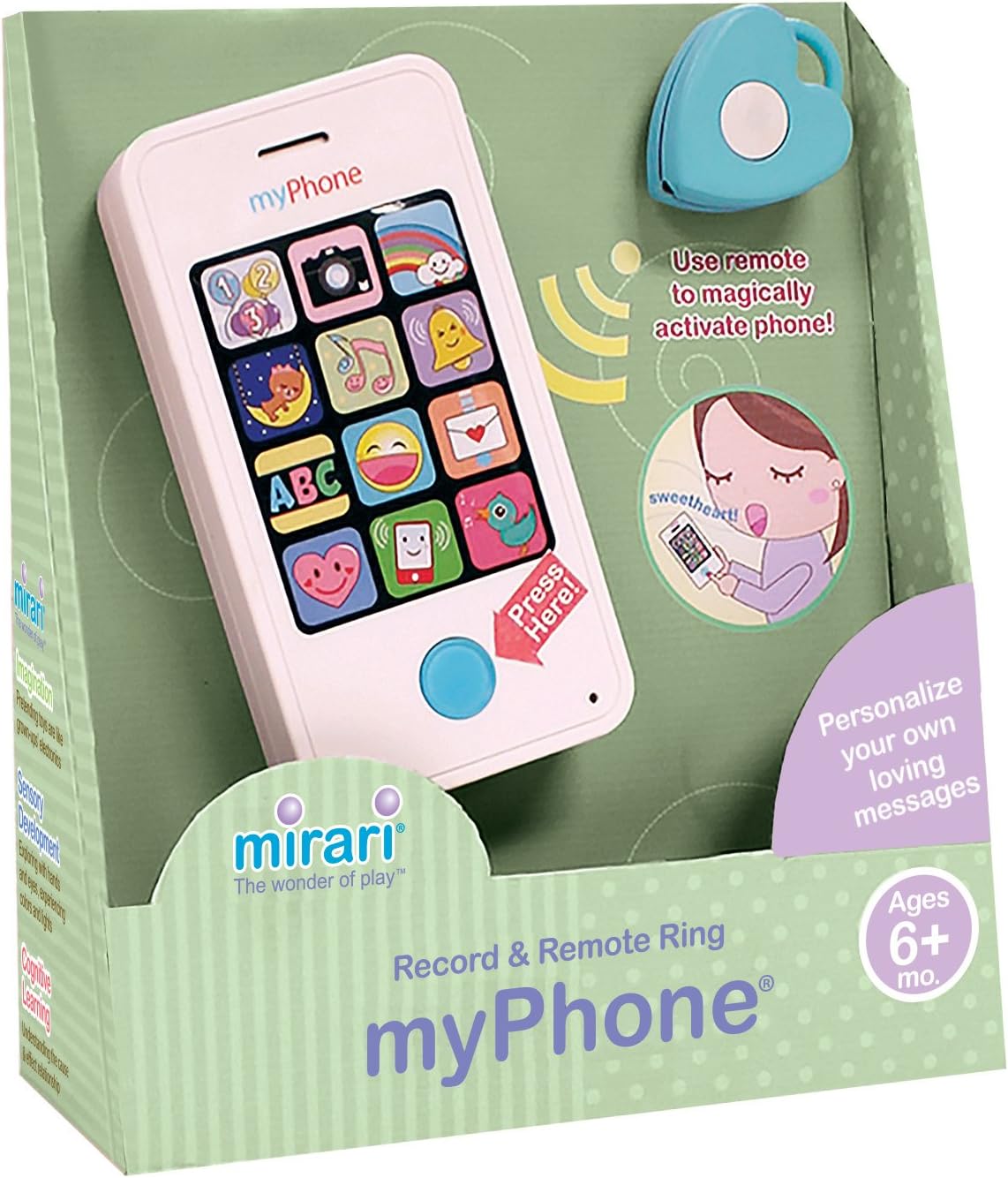 Mirari myPhone Toy Phone for Babies/Toddlers Ages 6 Months and Up--Record Personalized Messages and Use Remote to Magically Make it Ring!