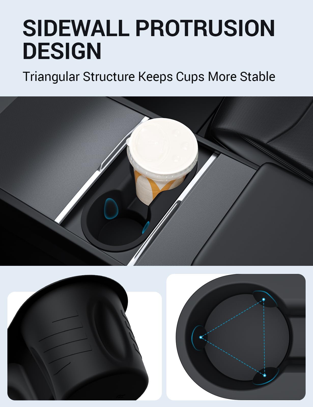 Motrobe Cup Holder Insert for 2025 2026 Tesla Model Y Juniper 2024 2025 2026 Model 3 Highland Anti-Shake Silicone Console Cupholder Tesla Accessories (Standard/Premium/Performance) Product Image 5