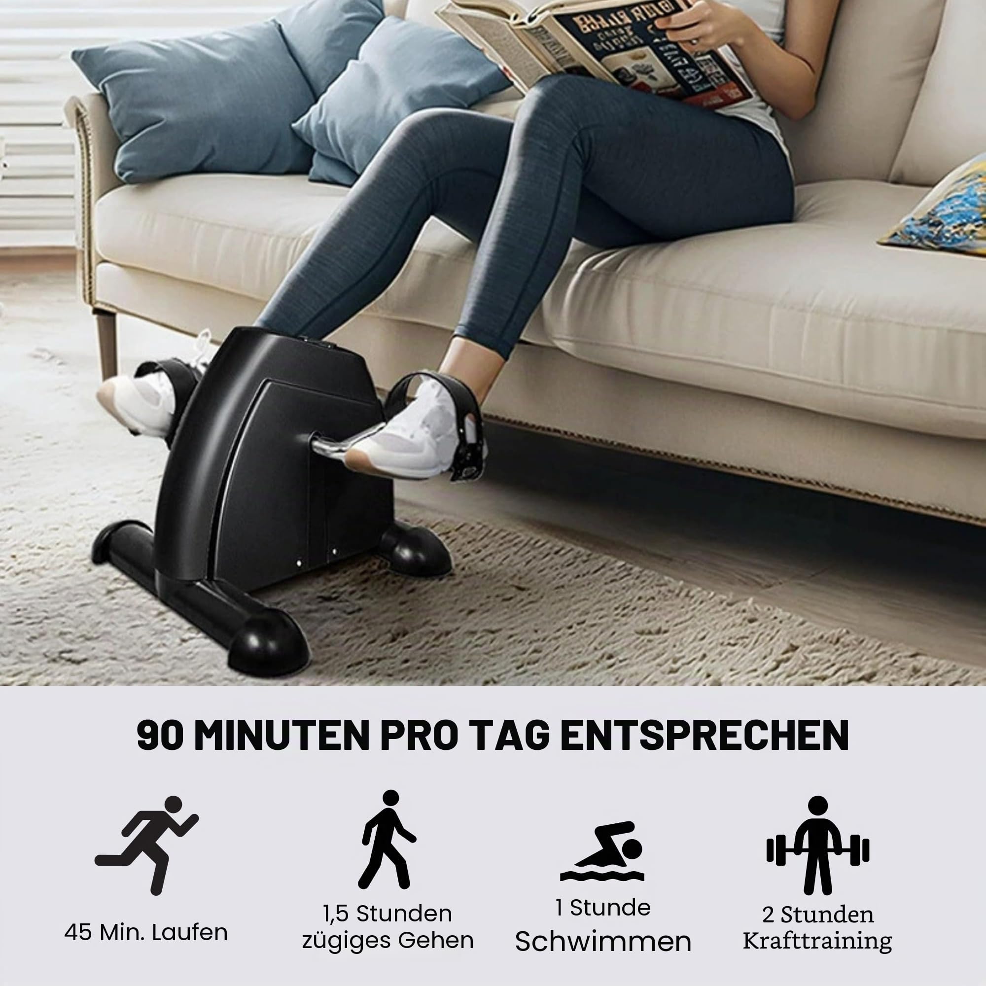 Mini Fahrrad Pedaltrainer, Mini Trainer pedaltrainer, Mini Ellipsentrainer, Ellipsentrainer für Senioren und Erwachsene mit Display, Einstellbarer Widerstand. Trainieren Sie zu Hause oder im Büro