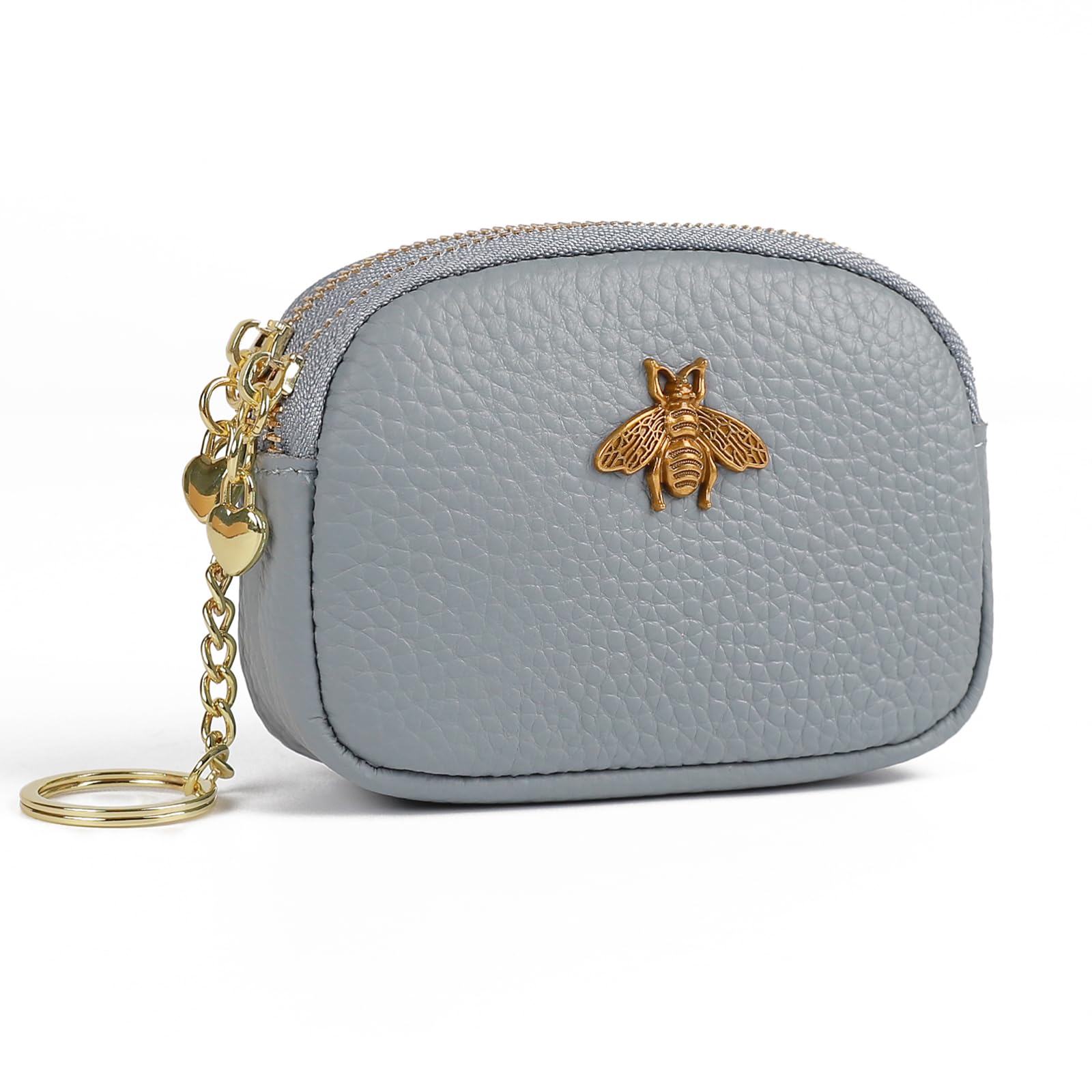 imeetu Women Leather Coin Purse, Small 2 Zippered Change Pouch Wallet