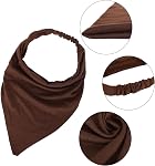 MapofBeauty 13 Inch Elastic Triangle Headband,Deep Coffee/Dark Green/Gray | 6 Pieces,Soft,Non Slip,Bandana,Head Scarves,Brown,Blue,Black
