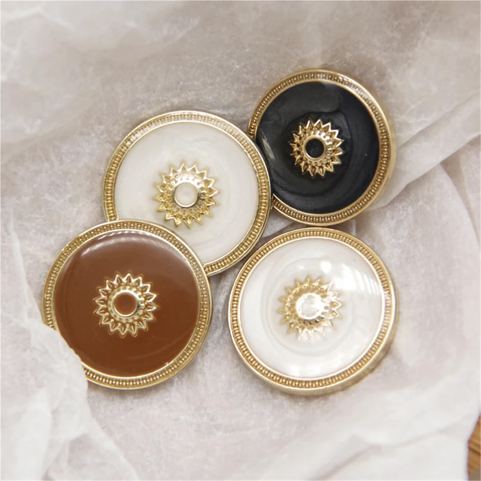 Lot de 30 boutons rétro en métal doré tournesol pour manteau, pull, veste à coudre