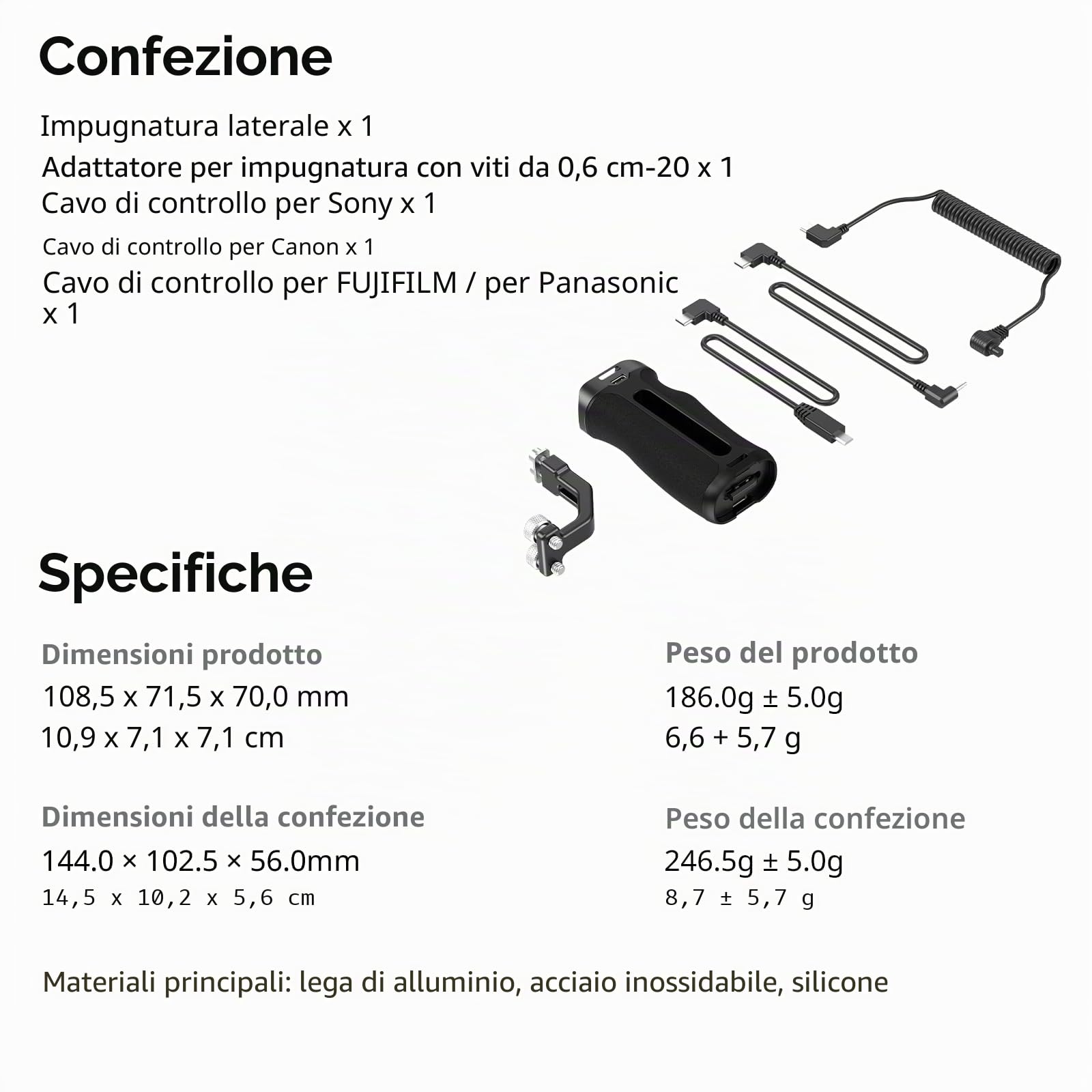 SMALLRIG Maniglia laterale con trigger Rec (1/4"-20 viti) 4928
