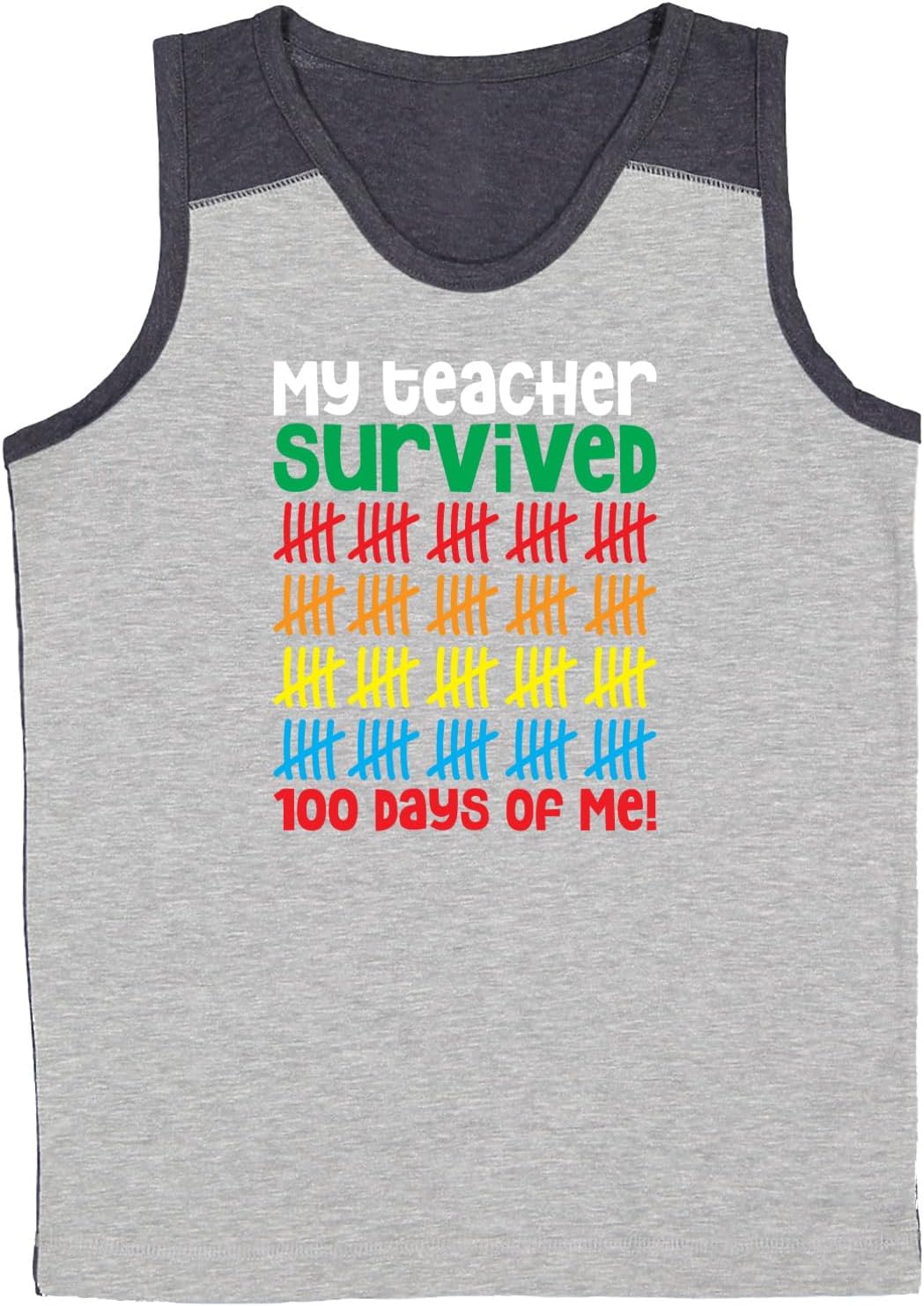 My Teacher Survived 100 Days of Me! - Youth Contrast Back Tank Top