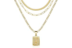 GOLD Layered Necklaces for Women Dainty Trendy Layerable Paperclip Snake Choker Figaro...