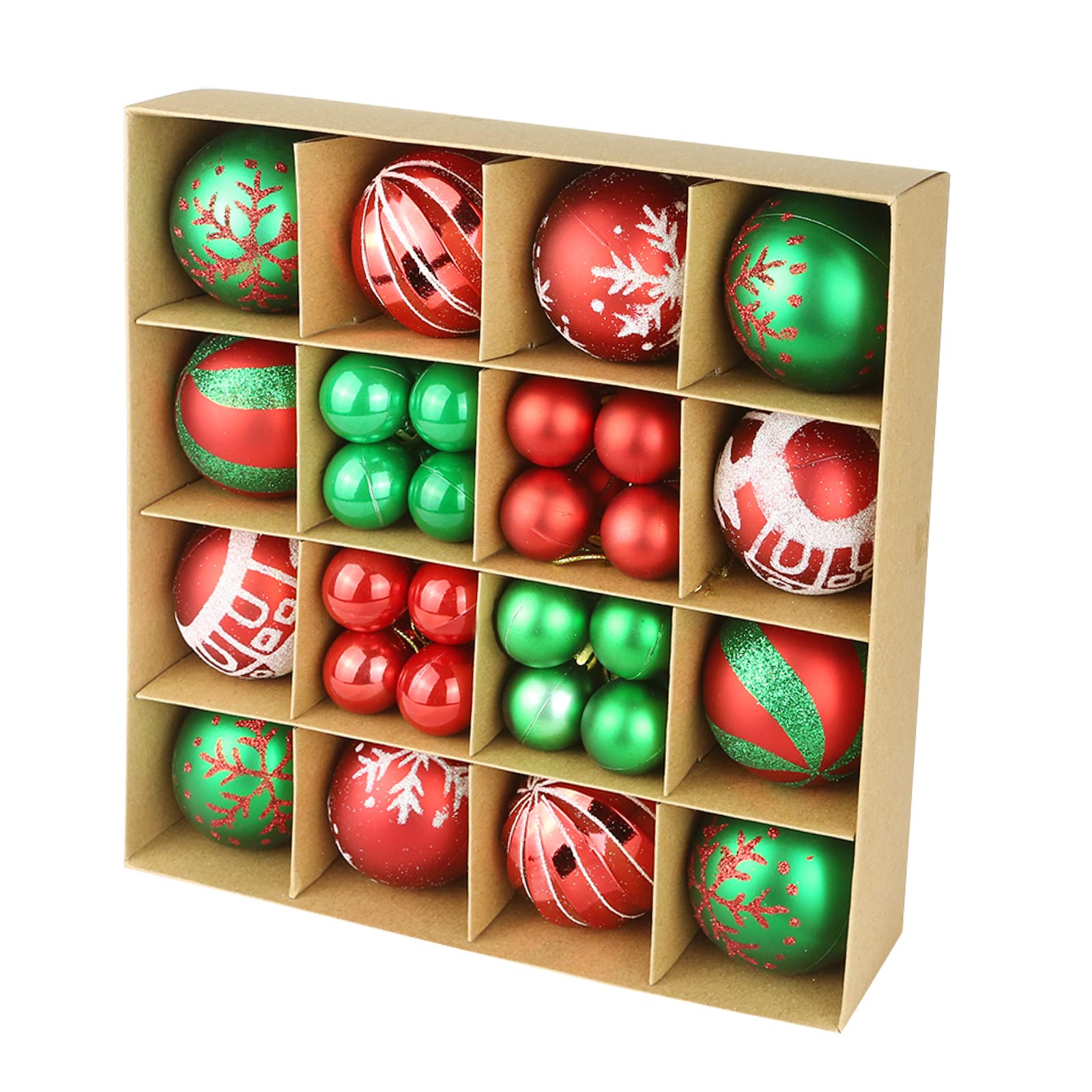 Christmas Ornaments,Christmas Ornament Balls 44 Christmas Tree Ornaments, Christmas Ball Ornaments, Christmas Ball Ornament Set for Christmas Tree Holiday Wedding Party Home Decorations… (Red + Green)