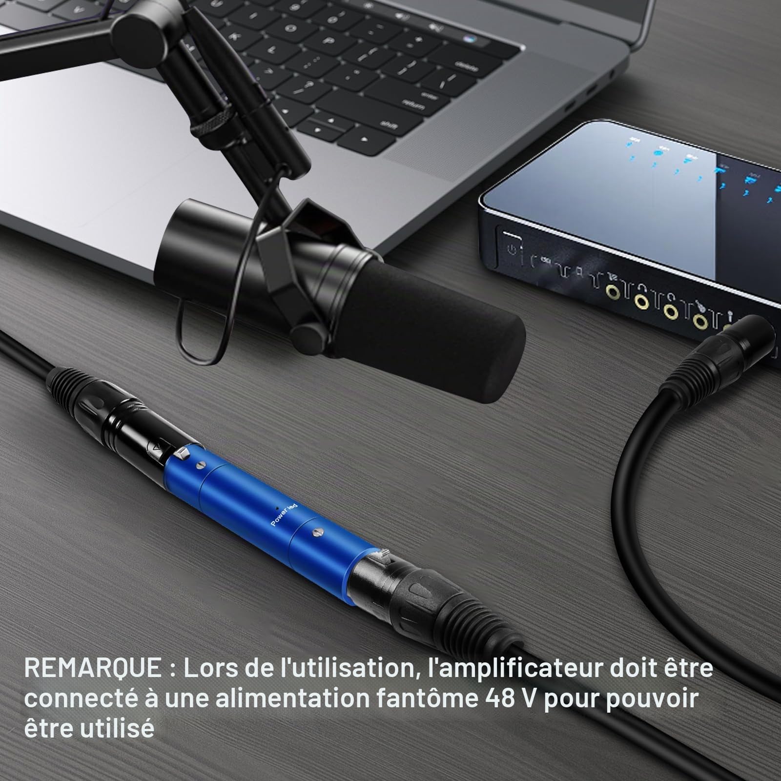 XMSJSIY Préamplificateur de micro pour microphone - Gain ultra propre pour microphone dynamique actif en ligne jusqu'à +28 dB - Amplificateur XLR professionnel pour enregistrement en studio de