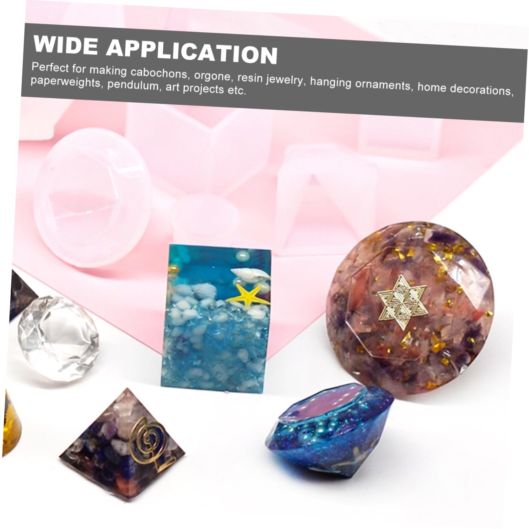 18stücke Teiliges Silikonform Schmuck Klare Epoxidharz-gießformen Verschiedenen Formen Kugel Würfel Messbechern Und Holzstäbchen Vielseitig Einsetzbar Für Kunstprojekte Und