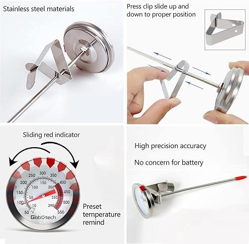 Miniatura 5 de Termómetro a prueba de agua de 2 pulgadas, termómetro de cocina de acero inoxidable para carne, caramelo, parrilla, pavo, barbacoa, vástago largo de