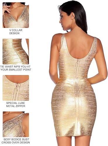 Miniatura 2 de meilun Sexy V-cuello vendaje bodycon vestido de cóctel para invitados de boda correa de aluminio vestidos formales vestido de noche