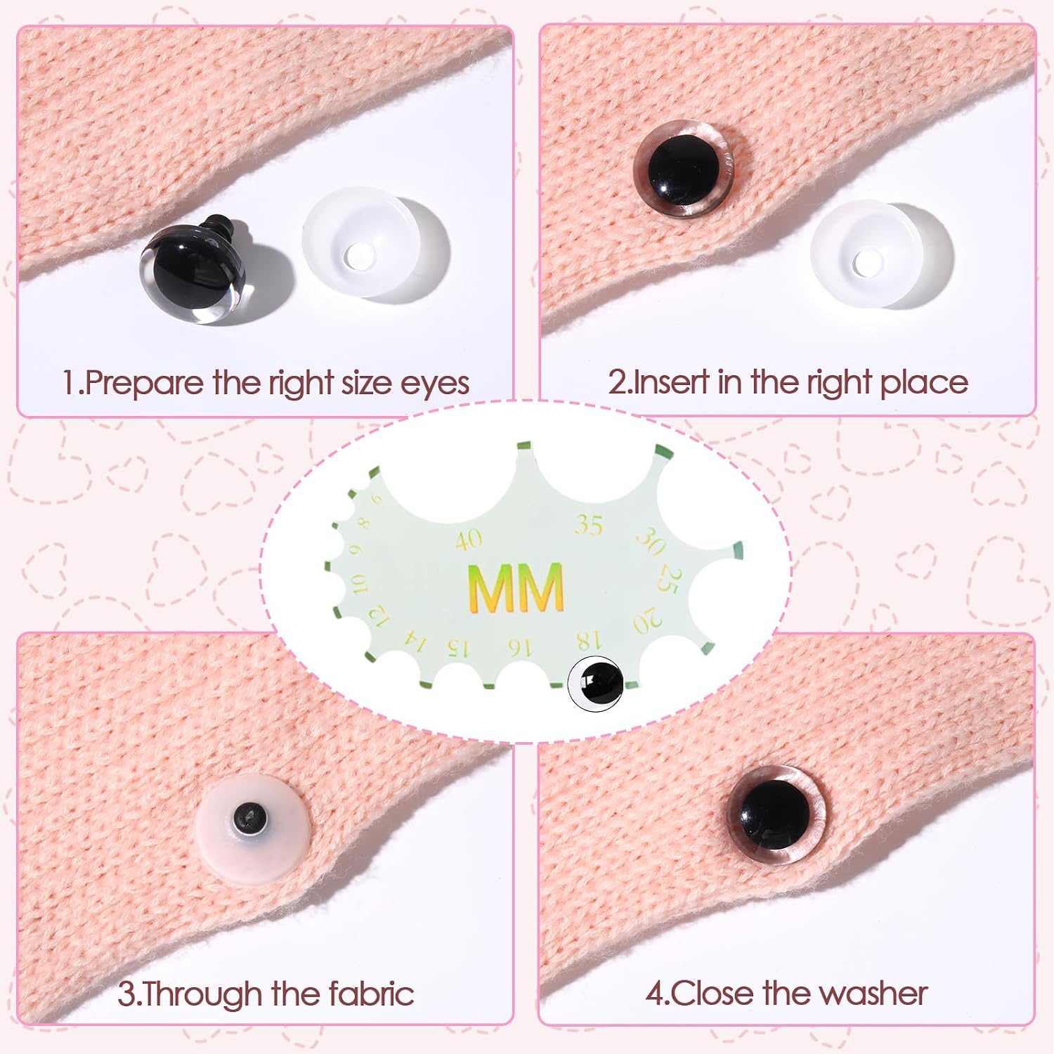 MUCUNNIA 160PCS Clear Safety Eyes 12-30MM Safety Eyes for Crocheting with Washers DIY Clear Moon Safety Eyes for Amigurumi 3D Moon Crochet Eyes Doll Eyes for Animals Crochet Toy Christmas Decorations