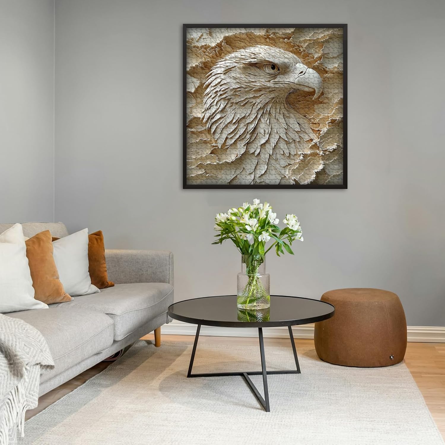 Paper Eagle Jigsaw Puzzle 1000 Pieces for Adults，White Bald Eagle Paper Cut Art Bird Puzzle，Unique Impossible Animal Puzzle Hard Difficult Challenge for Adults