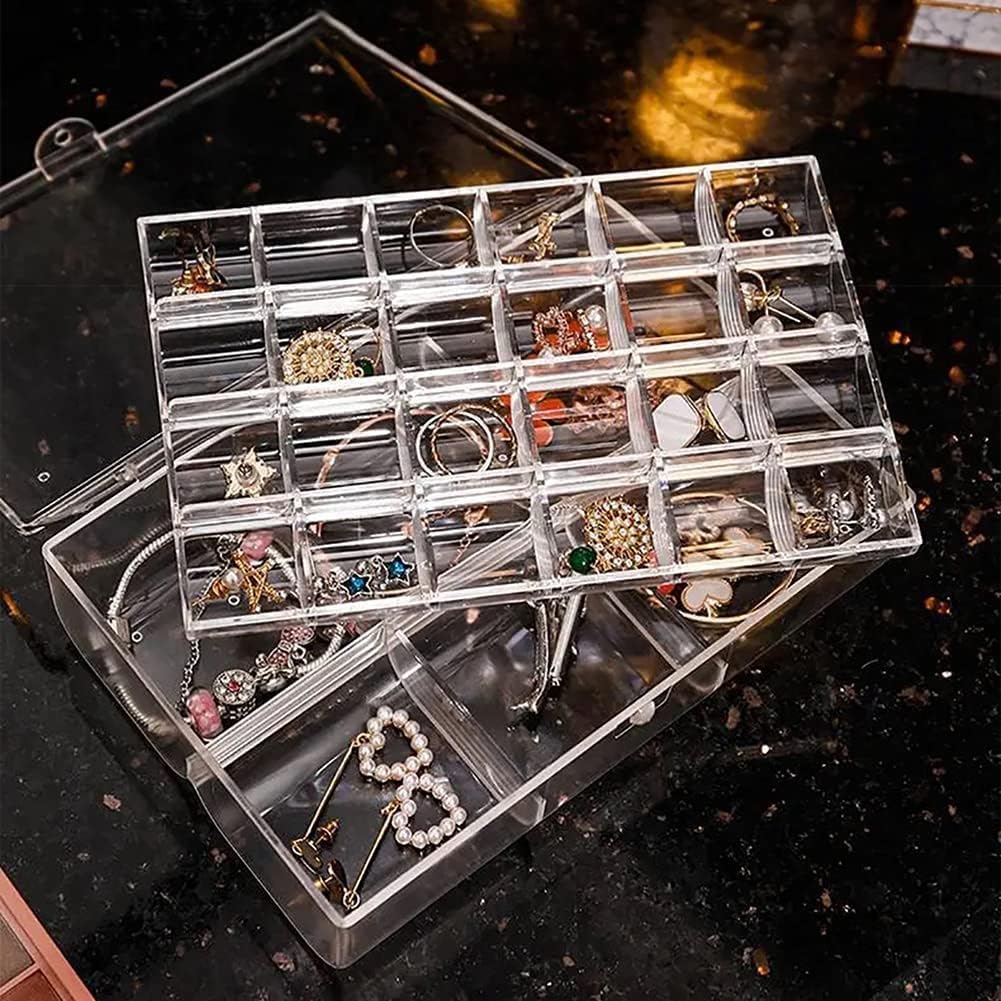Kesi 2 layer Acrylic Jewellery Storage Box Dustproof Earring Box Doll Container Stationery Storage Box Portable Nail Art Storage Case (Transparent) (Pack of 1) (B0CW3G323Z) Amazon Price History, Amazon Price Tracker
