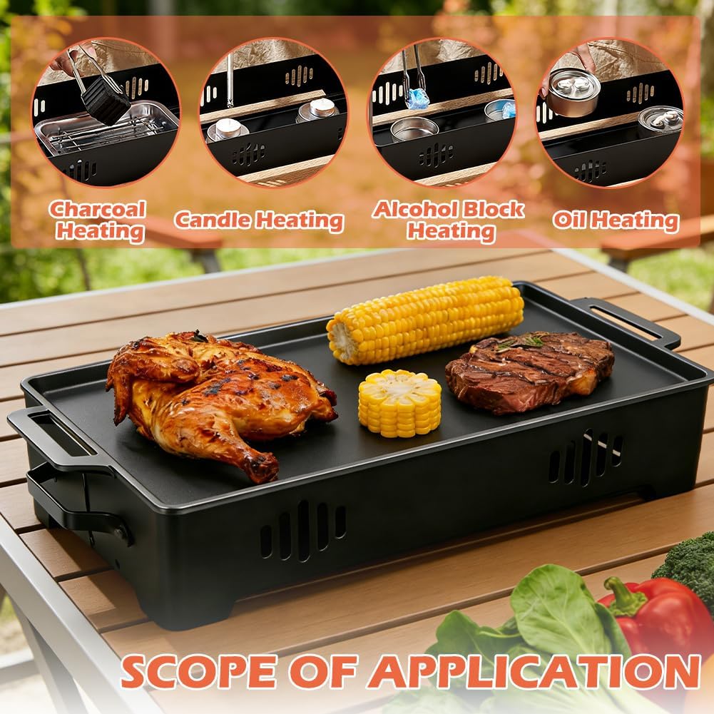 BBQ Warmhalteplatte, Fleischwarmhalter FüR Grillen, Warmhaltebehälter für Essen & Grillgut, Speisenwärmer für Grillabende, Aluminium Grill-Heizplatte Antihaft, Warmhaltebehälter für Grillparty