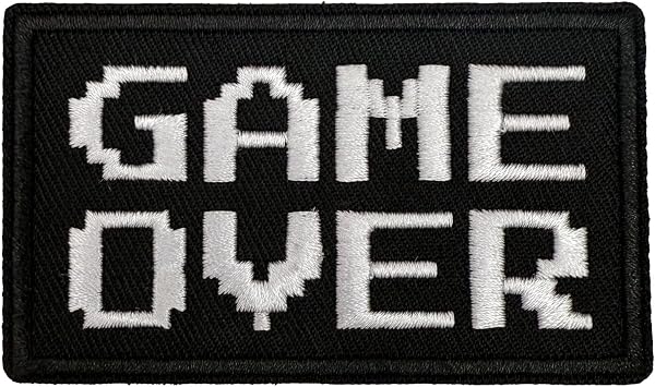 Game Over Retro Pixel 8-Bit Game Patch, Tactical Military Hook and Loop Morale Embroidered Funny Patch Patches for Molle Vest, Bag, Clothing, DIY Applique Accessories, Hat, Jackets, Backpack