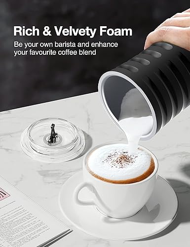 Miniatura 3 de RATRSO - Espumador de leche, vaporizador de leche eléctrico, máquina de espuma suave con dos batidores para espumar y calentar leche, multifunción 4