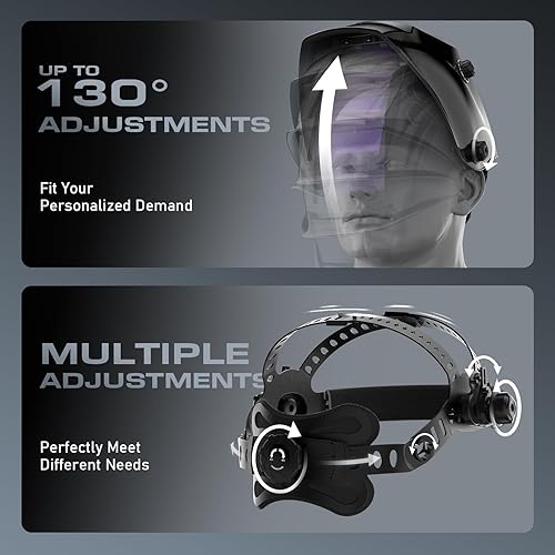 Miniatura 7 de Casco de soldadura con oscurecimiento automático, pantalla de visualización grande de 3.94 x 3.27 pulgadas, potencia solar de color real, 4 sensores