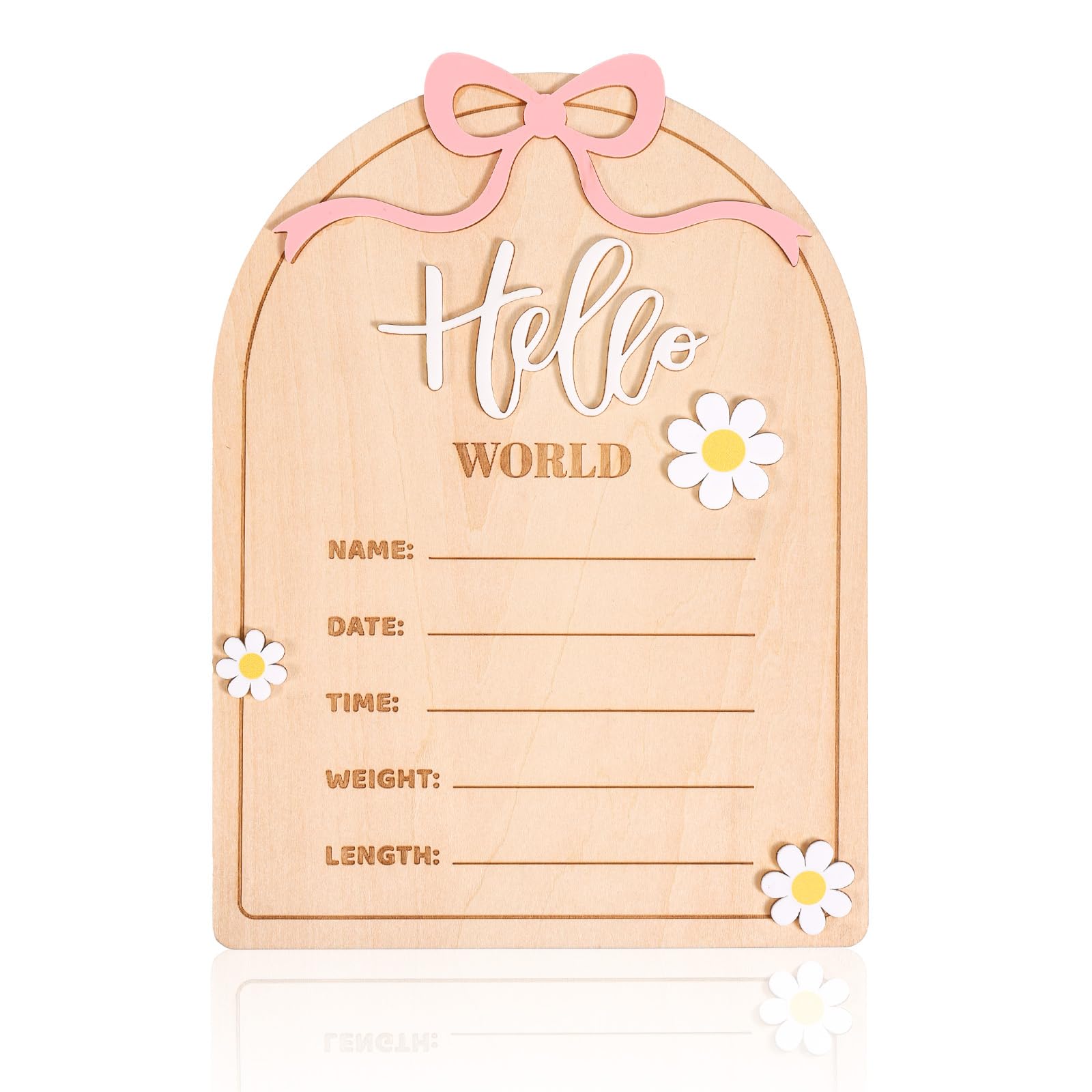 3 Cartello Annuncio Bambino, Carte Annuncio Sesso Cartello Neonato Hello World in Legno Cartello Informativo Nome Bambino per la Decorazione della Parete della Doccia del Neonato