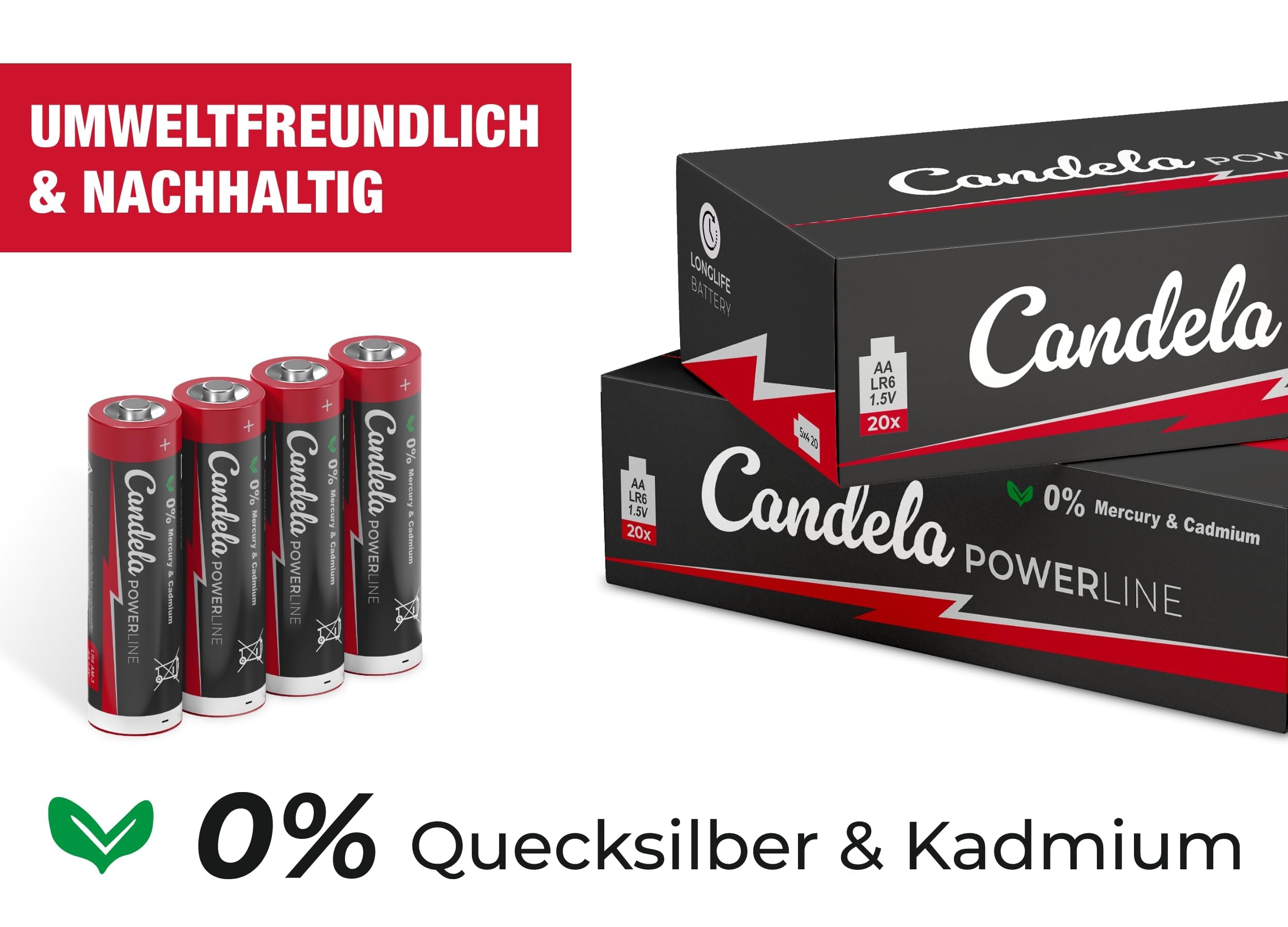 Candela Powerline Batterien AA 400er Pack, 1,5V Leistungsstark und langlebig, AA (LR6) Batterie für Haushalt und Büro