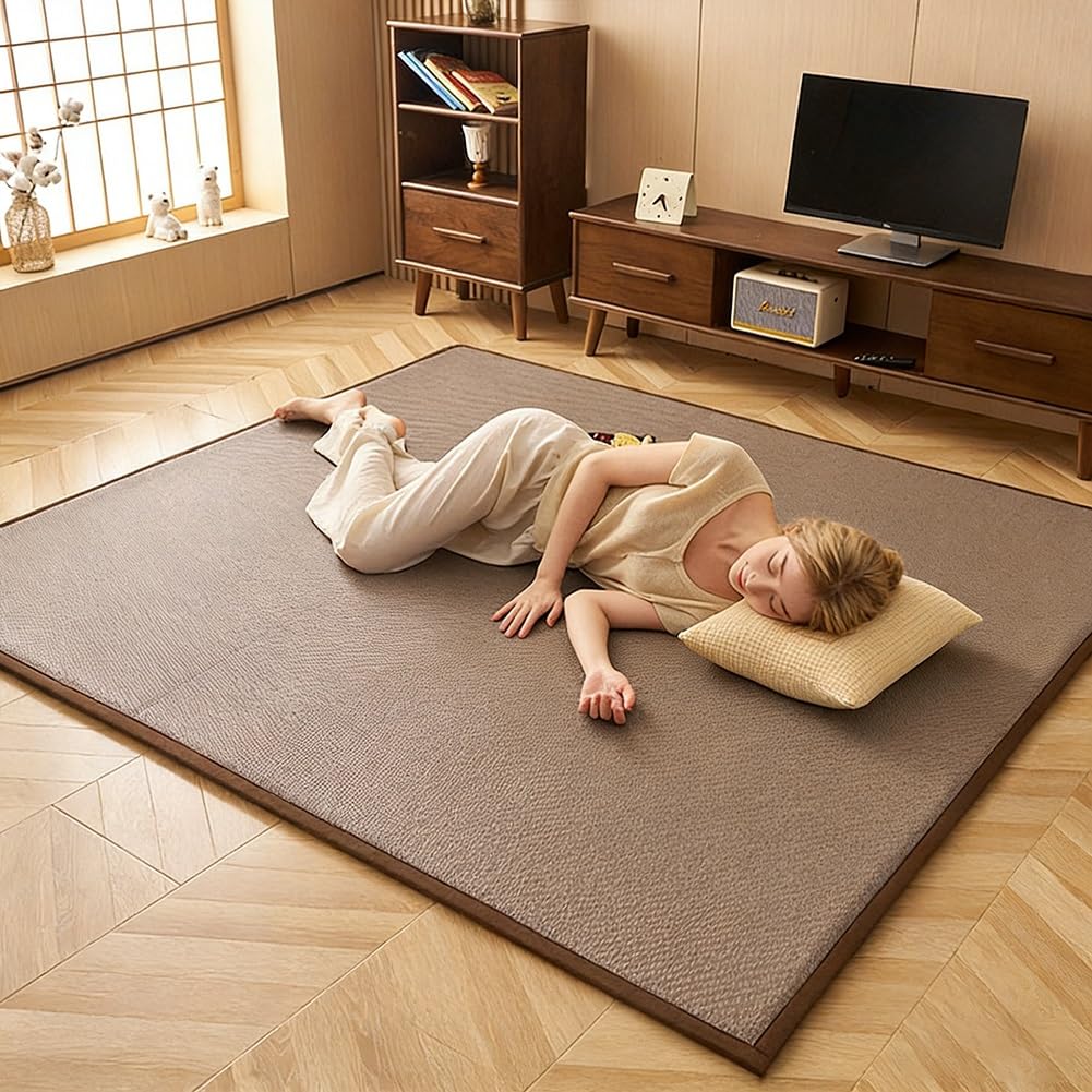 Japanische Bodenmatratze Tatami-Matte Memory-Schaum Rutschfeste Unterseite atmungsaktive Schlafunterlage Light Brown 60x120cm