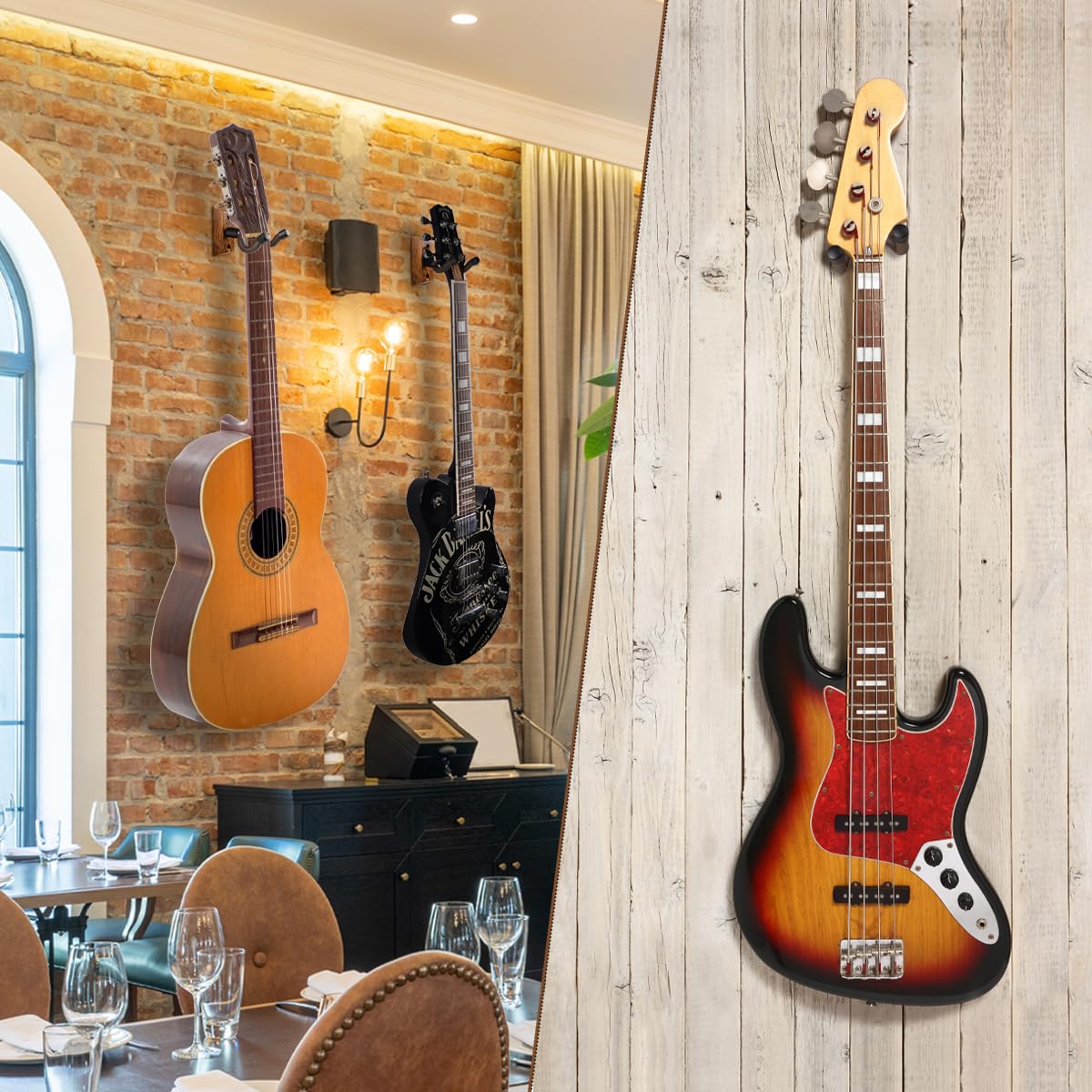 Soporte de pared para guitarra, colgador de guitarra de madera de fresno, soporte de pared para guitarra en forma de U, soporte para guitarra, soporte de pared, accesorios de guitarra para guitarra