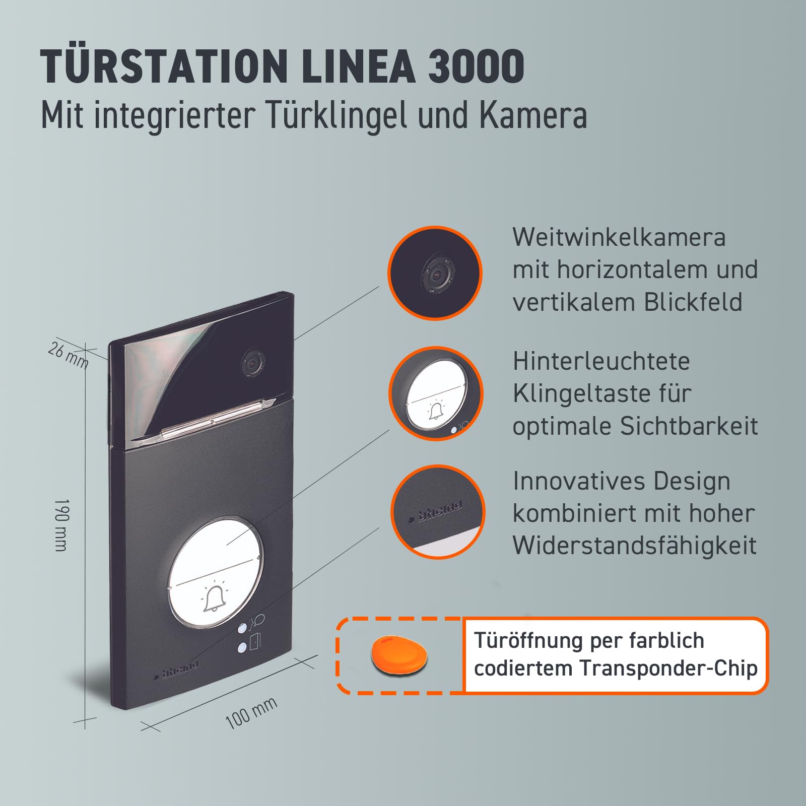 BTICINO, Flex ONE 2-Draht Videosprechanlagen WLAN Set, Classe 300 X13E mit 7" Touchscreen, 105° Weitwinkel Kamera, Video-Speicherung, Transponder Türöffner, schlüsselloser Zugang, IP54, IK10, 363910
