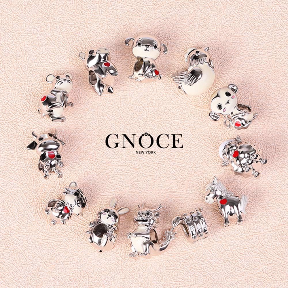 GNOCE Chicken Charm Bead Sterling Silver Diligent and Hard Working Zodiac Signs Animal Charm Bead Fit Bracelet/Necklace Jewelry Gift for Women Mens - Image 5