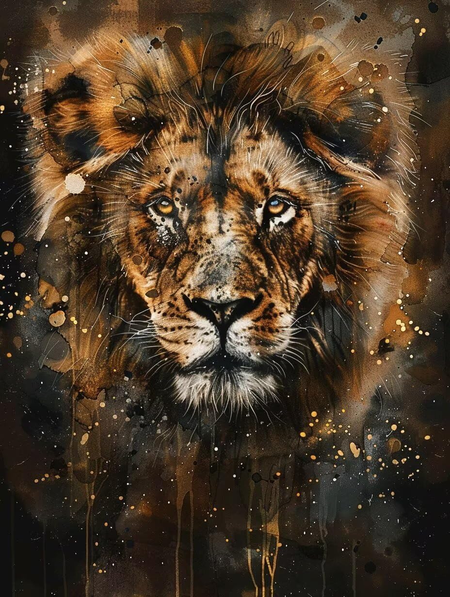 Diamond Painting Lion 50x70cm : Kit Complet de Broderie Diamant 5D pour Adultes - 8