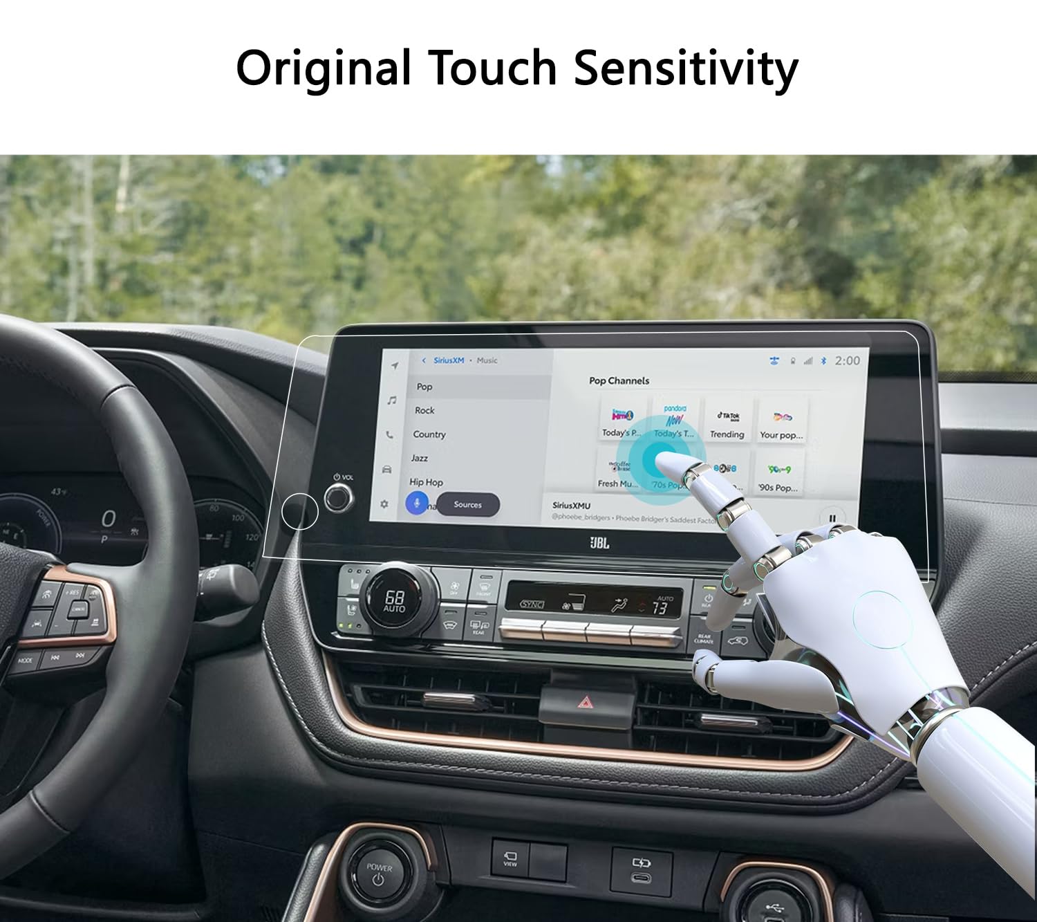 Für 2025 2024 Toyota Grand Highlander Displayschutzfolie Panzerglas für Grand Highlander Hybrid XLE/Limited/Platinum 12,3 Zoll Navigation Touchscreen Zubehör High Clear