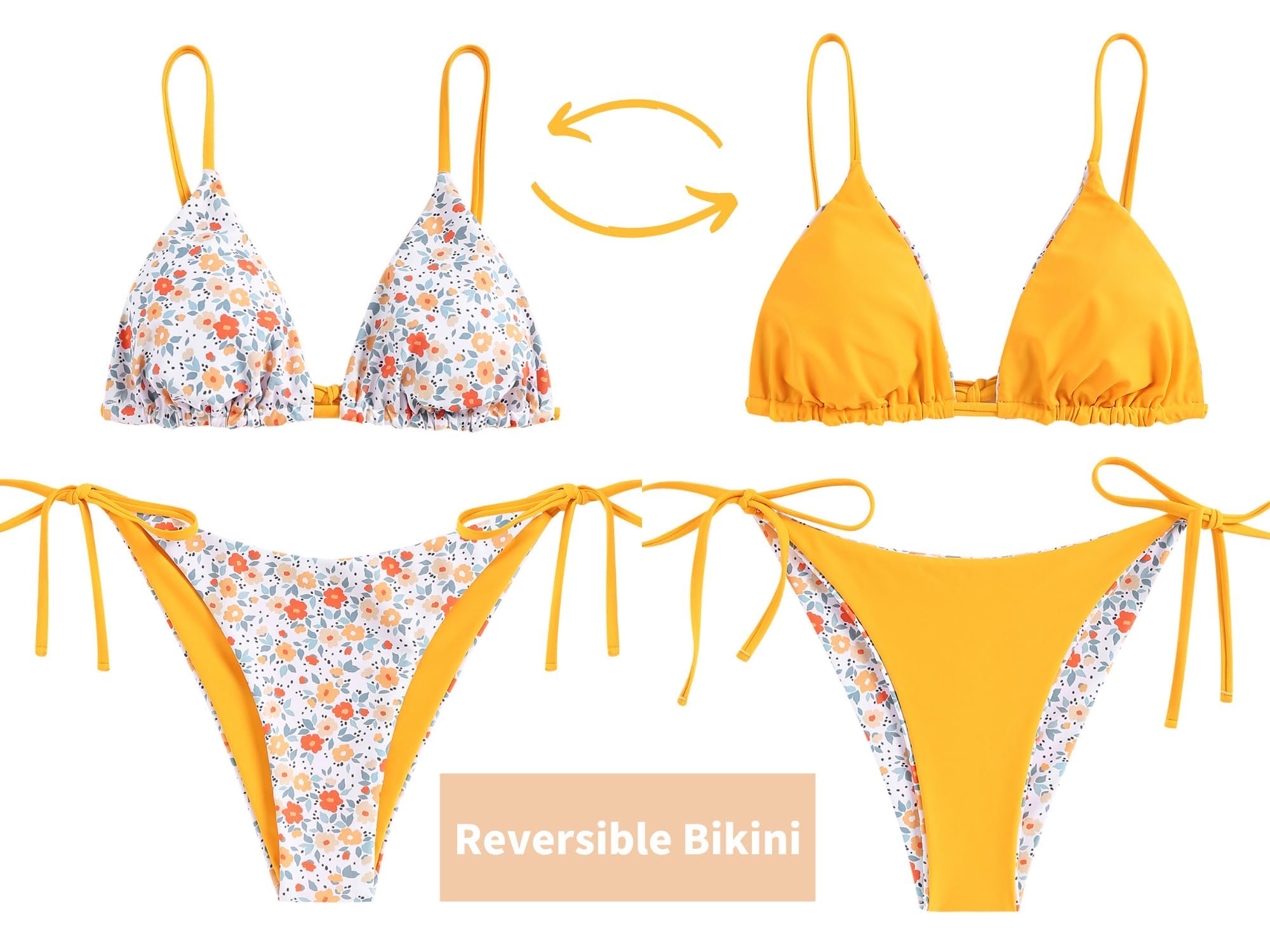 ZAFUL - Costume da bagno da donna con spalline strutturate e chiusura frontale a costine