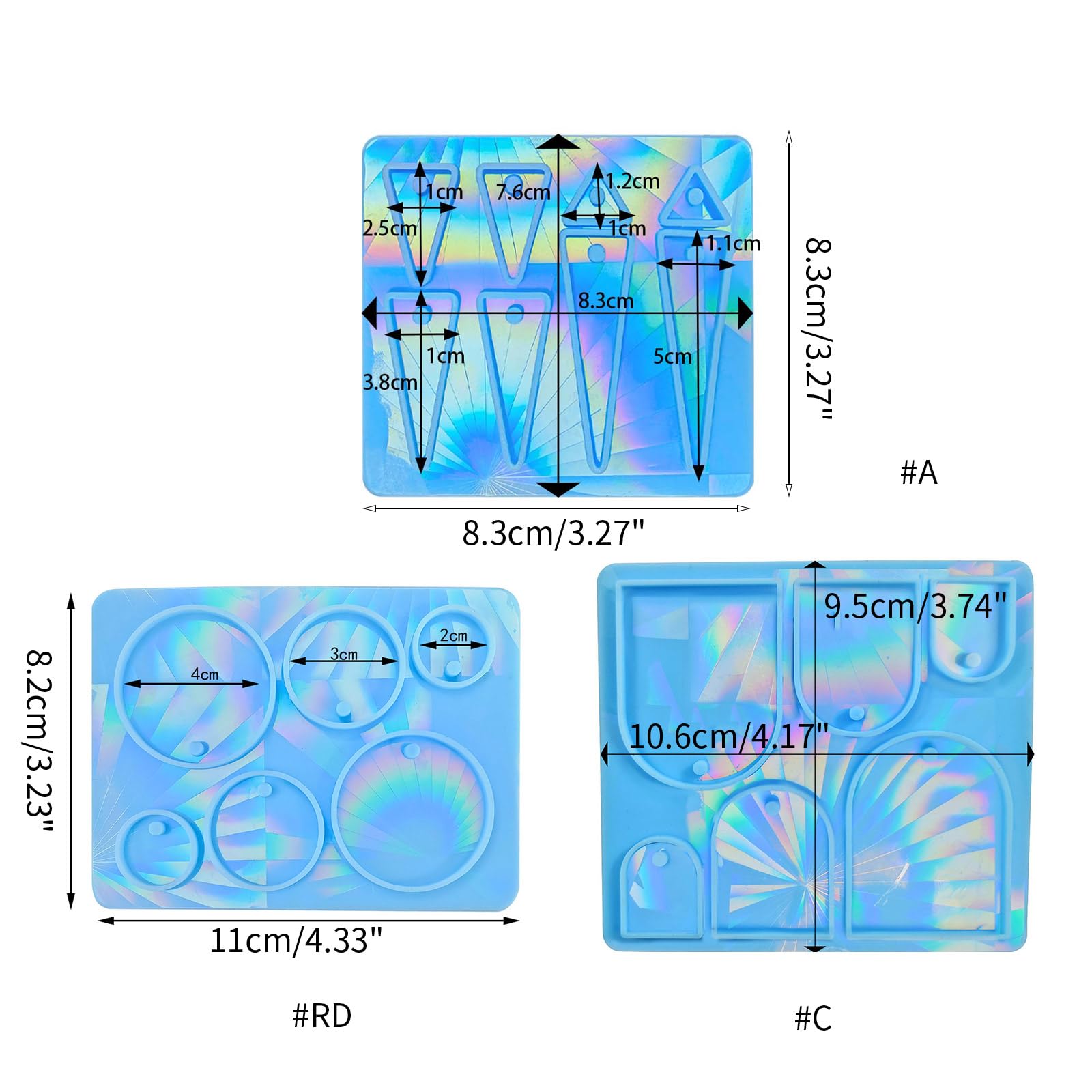 Umifica Moule Holographique,Moules à Verre Pour Résine époxy - Moule Porte-clés Avec Effet Arc