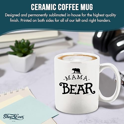 Miniatura 5 de Taza de café de cerámica Mama Bear, regalo para mamá, ideas de regalo para el día de la madre, 11 onzas (blanco)
