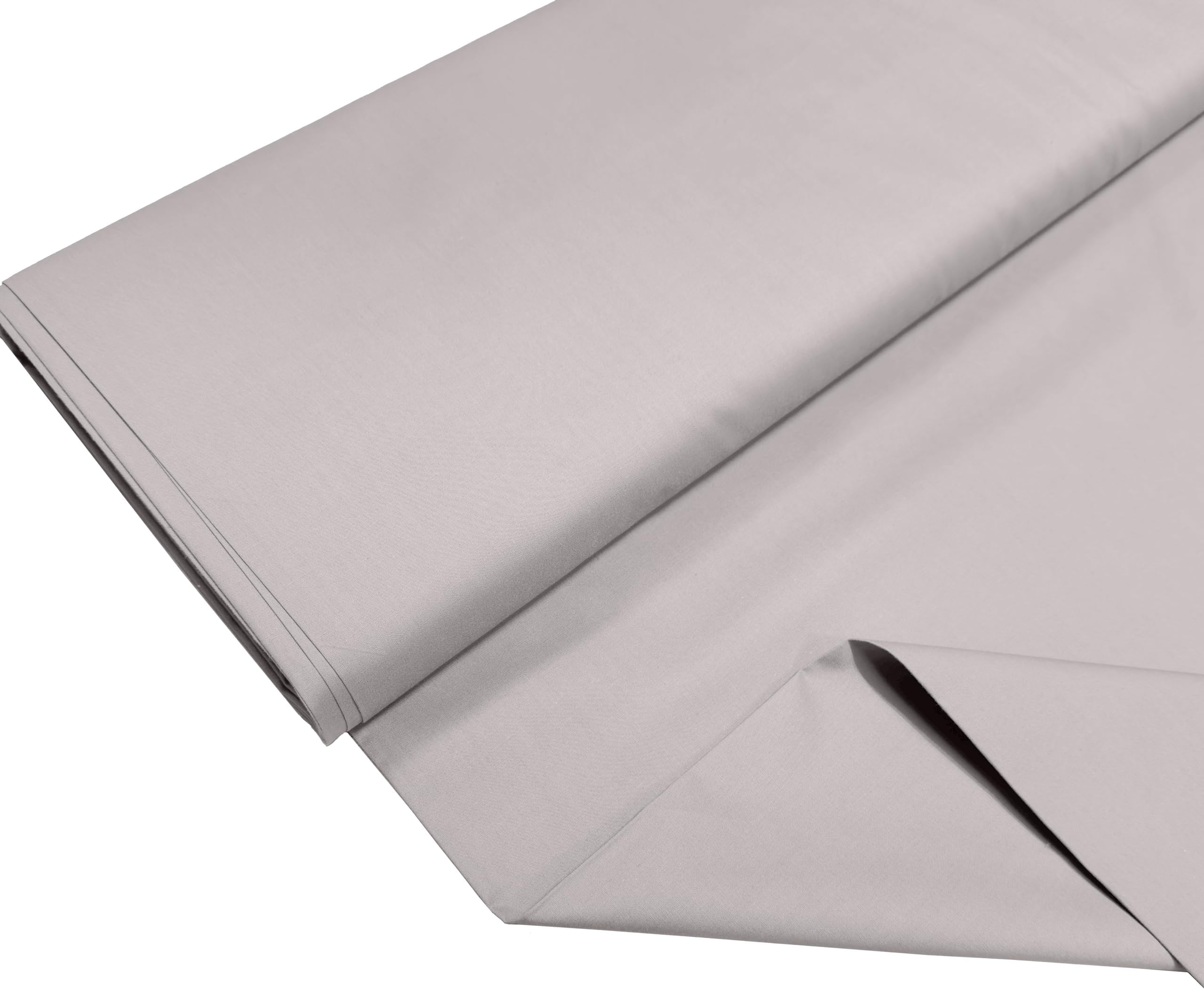 100% Cotton Percale Fabric – 200 Thread Count, 120 GSM, Breathable & Durable Material for Bedding, Quilting & Sewing - 200cm x 112cm (Light Grey)