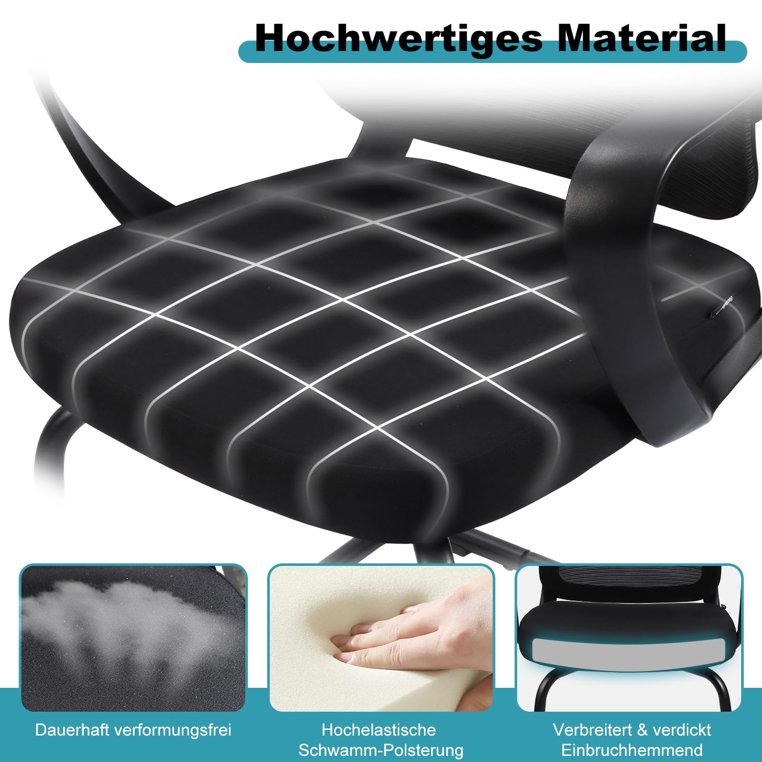 Freischwinger Stühle,Konferenzstuhl,Bürostühle mit Armlehne und Lendenwirbelstütze,Ergonomische Besucherstuhl für Home Konferenzraum Schlafzimmer(1, Schwarz, 62x50x103cm)
