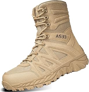 5.AA Hommes Bottes Militaire avec Fermeture Latérale, Bottes Patrouille Combat Tactique Recrues Armée Désert Sécurité Militaire Chaussure