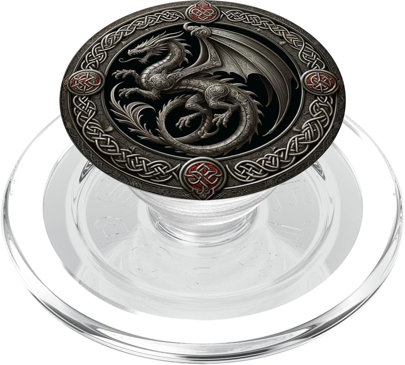 Aesthetic Viking Chinese Dragon Silver Mythical Fantasy PopSockets PopWallet for MagSafe