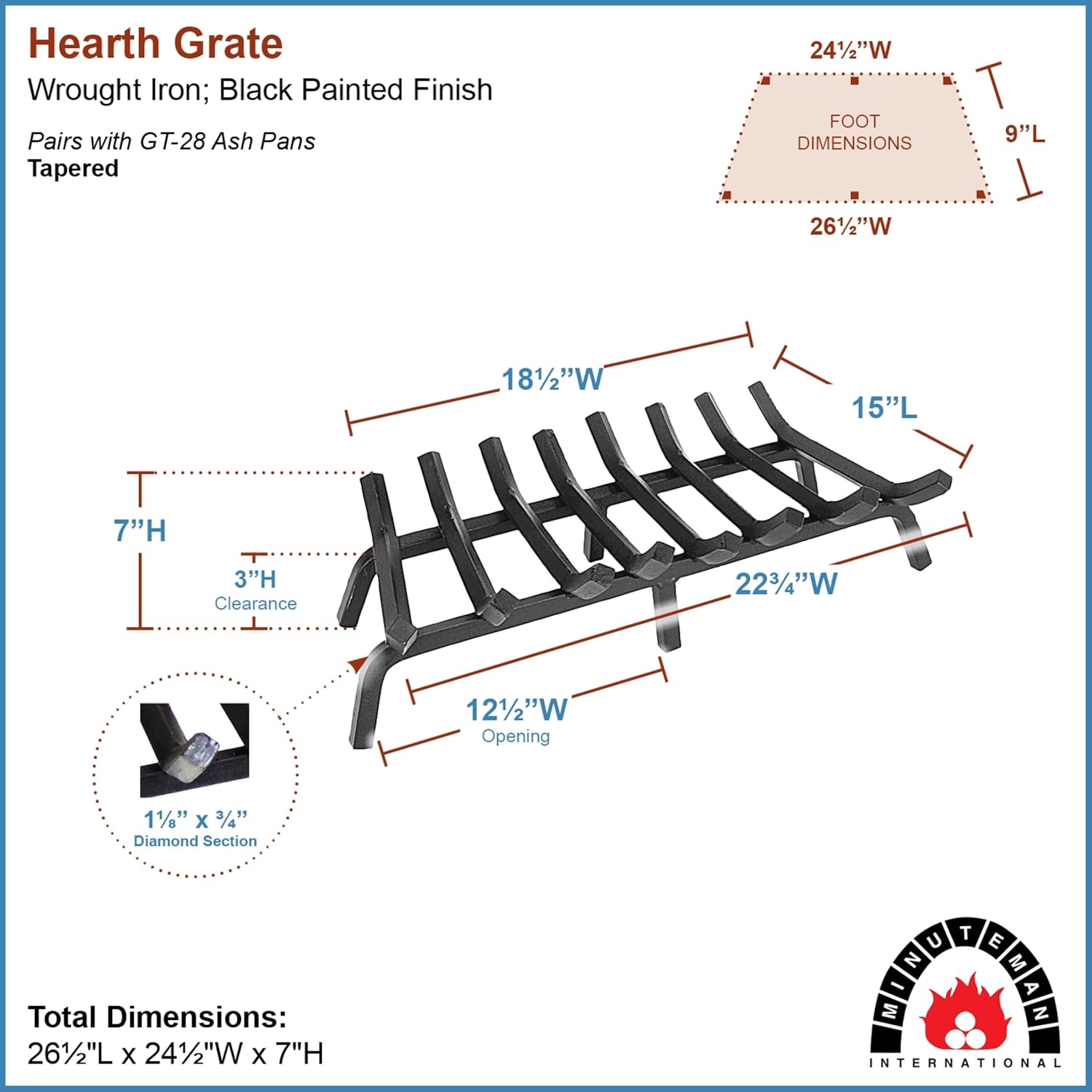Minuteman International 27-in Tapered Grate