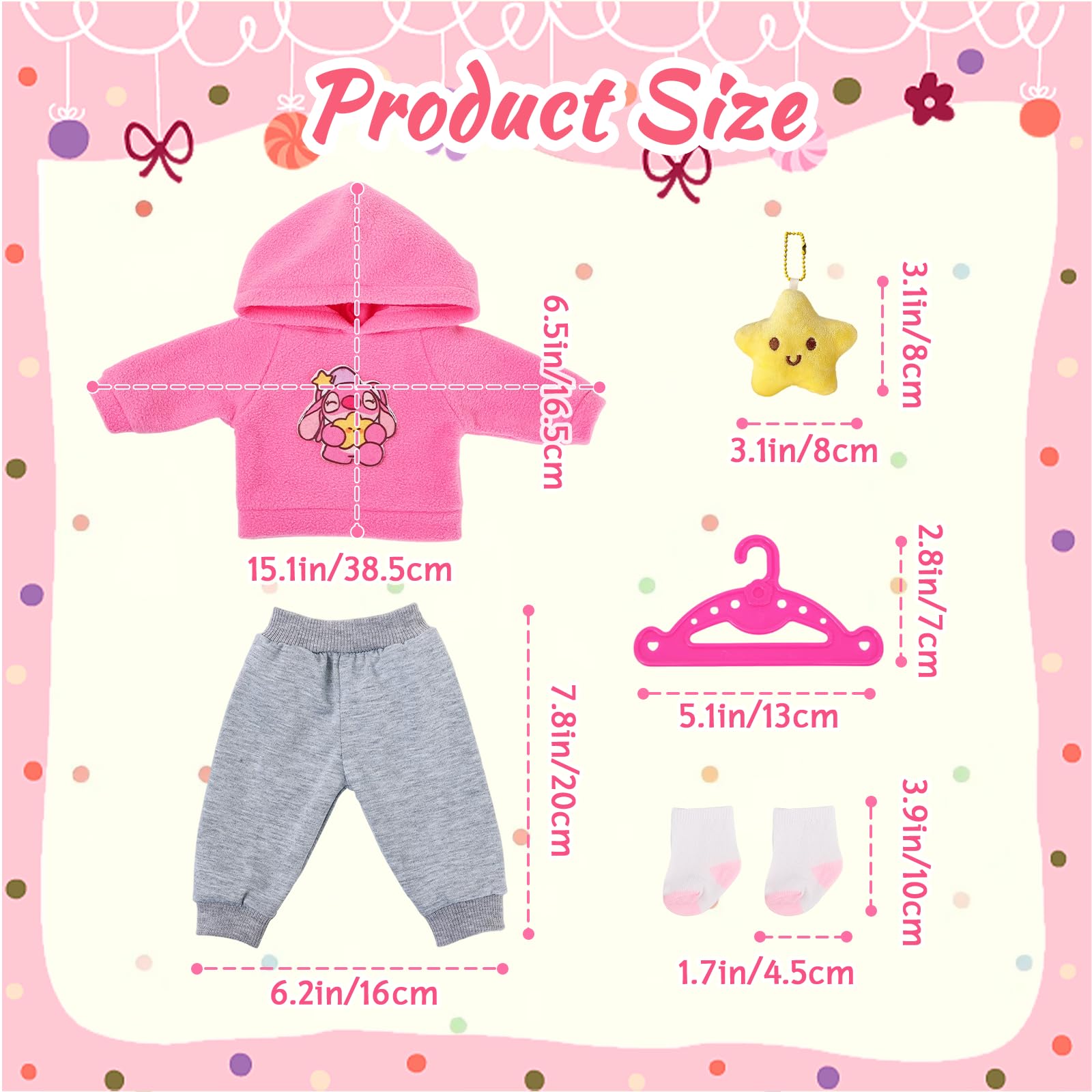 5 Pcs Baby Doll Clothes for 14-17 Inch Doll - Image 2