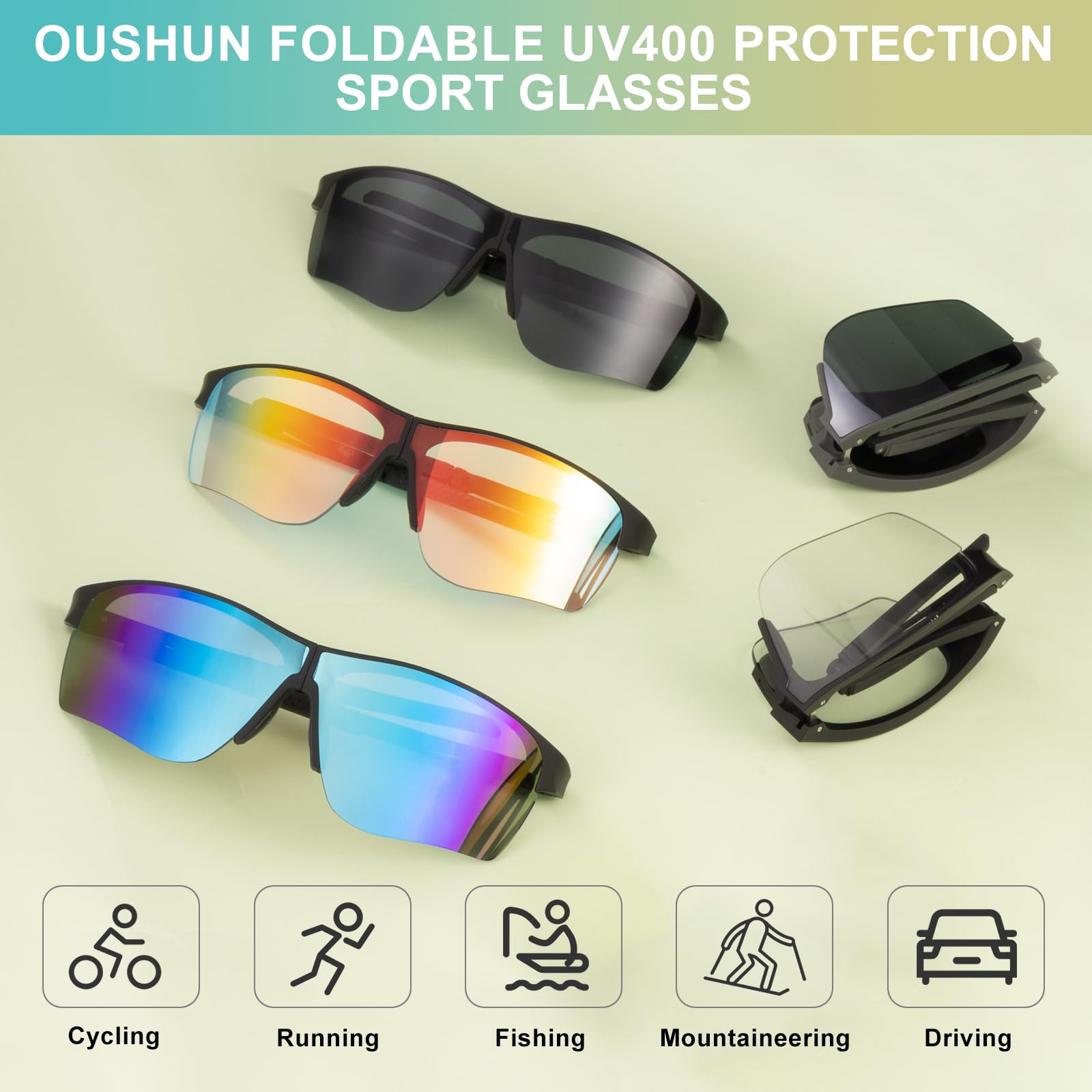 Occhiali da ciclismo donna uomo occhiali pieghevoli occhiali da ciclismo con protezione UV400 TR90 telaio per sport ciclismo