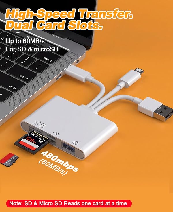 Flash Drive Adapter for iPhone/Pad/Mac/PC, 4-in-1 Reader with SD/TF/USB-A/C by Bawanfa Plus - Used condition - Image 5