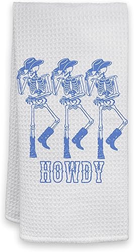 Miniatura 10 de Toallas de mano de Halloween, toallas de cocina de Halloween, diseño de esqueleto Howdy Preppy de Halloween, toallas de cocina decorativas de