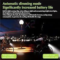 Vista 4 de Luces de bicicleta de 1200 lúmenes delanteras y traseras,Luz LED USB recargable para bicicleta,Faros de bicicleta con bocina eléctrica